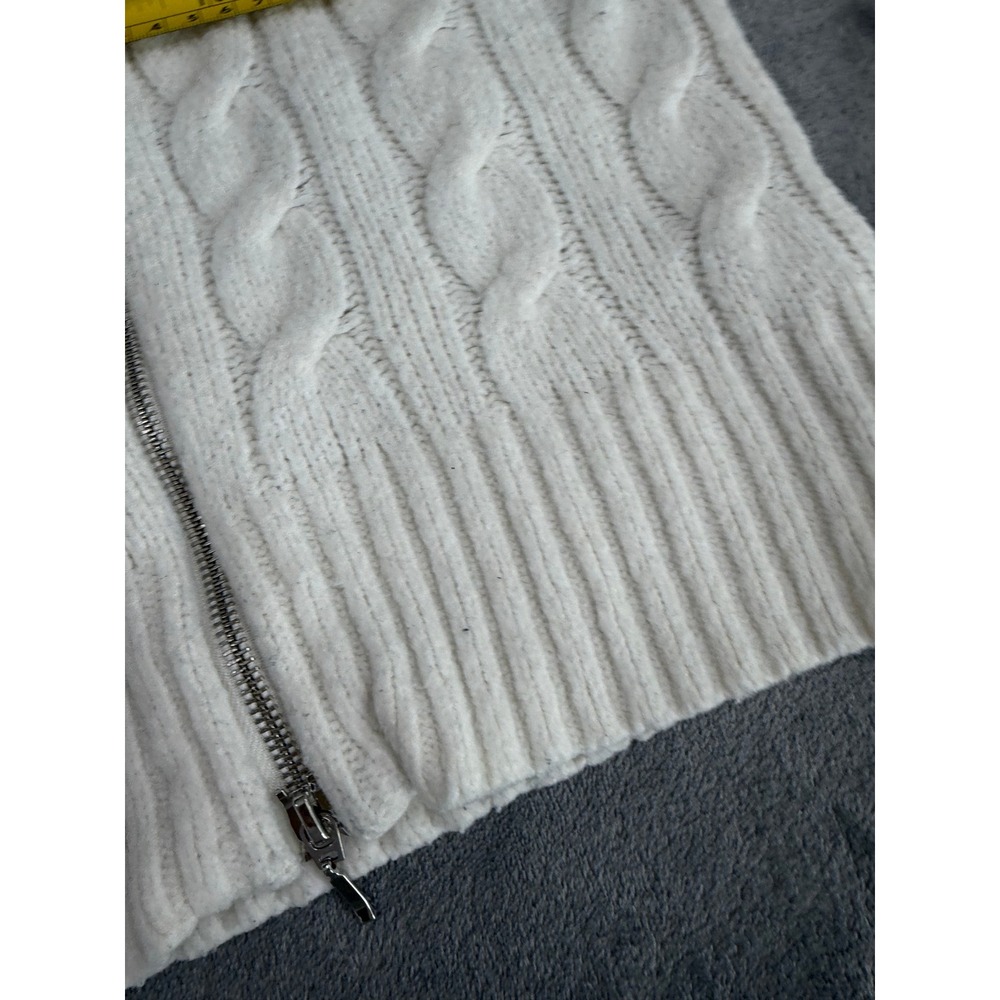 Hollister White Cable Knit Zip-Up Sweater Jacket Cardigan Preppy Academia Y2K S - Picture 7 of 11